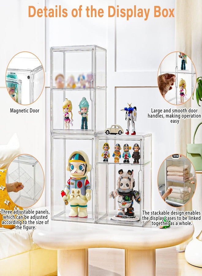 Amllas Acrylic Display Case for Collectibles, Clear Acrylic Display Box with 3 Adjustable Layers and Magnetic Door, Stackable Clear Storage Box/Bins for Figures,Lego, Book - Image 4
